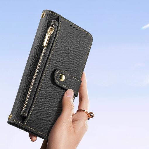 Samsung S25 EDGE kaaned 2in1 nahast Dux Ducis Lawa must 8