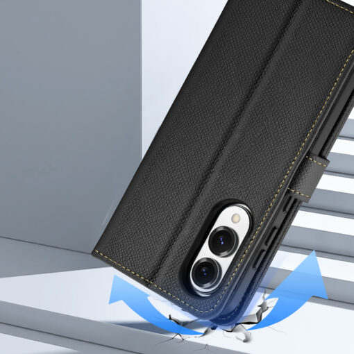 Samsung S25 EDGE kaaned 2in1 nahast Dux Ducis Lawa must 9