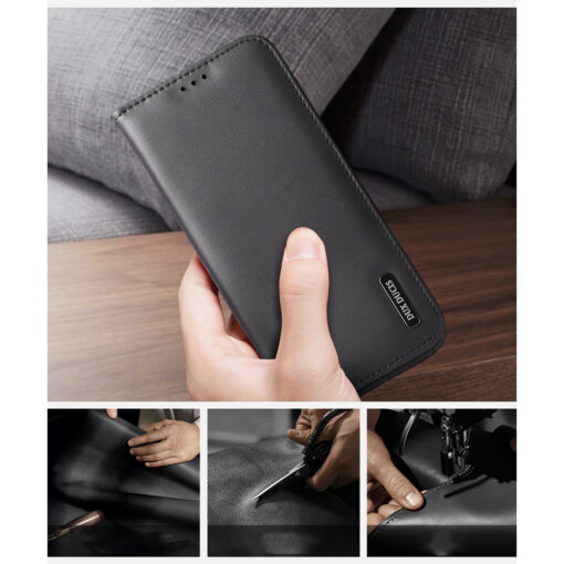 Samsung S25 EDGE nahast raamatkaaned kaarditaskuga Dux Ducis Hivo RFID must 10