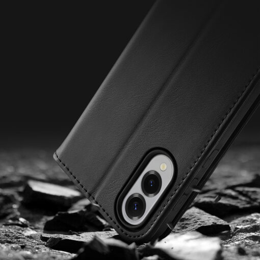Samsung S25 EDGE nahast raamatkaaned kaarditaskuga Dux Ducis Hivo RFID must 12