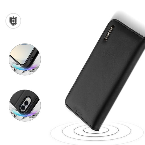 Samsung S25 EDGE nahast raamatkaaned kaarditaskuga Dux Ducis Hivo RFID must 4