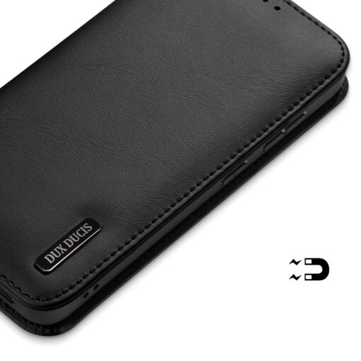 Samsung S25 EDGE nahast raamatkaaned kaarditaskuga Dux Ducis Hivo RFID must 5