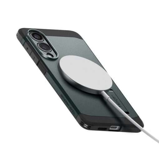 Samsung S25 EDGE umbris Spigen Tough Armor MagSafe plastikust taguse ja silikoonist raamiga abyss green 5