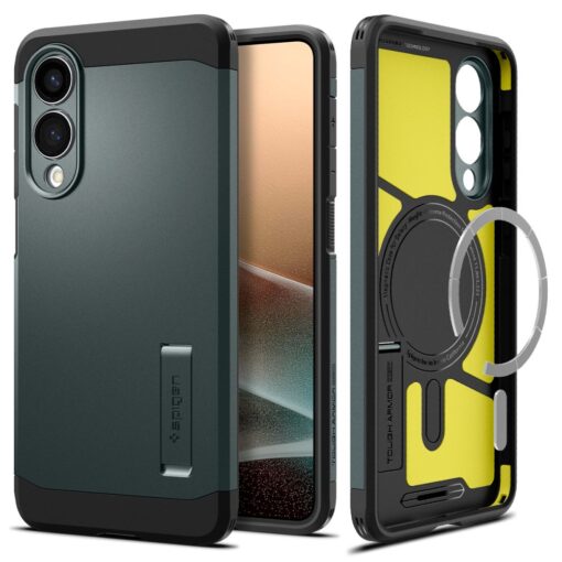 Samsung S25 EDGE umbris Spigen Tough Armor MagSafe plastikust taguse ja silikoonist raamiga abyss green
