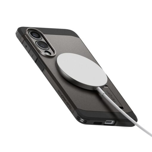 Samsung S25 EDGE umbris Spigen Tough Armor MagSafe plastikust taguse ja silikoonist raamiga gunmetal 5