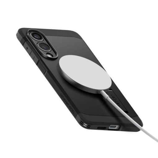 Samsung S25 EDGE umbris Spigen Tough Armor MagSafe plastikust taguse ja silikoonist raamiga must 5