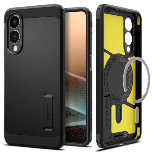 Samsung S25 EDGE umbris Spigen Tough Armor MagSafe plastikust taguse ja silikoonist raamiga must