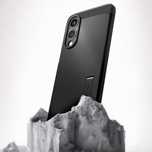 Samsung S25 EDGE umbris Spigen Tough Armor MagSafe plastikust taguse ja silikoonist raamiga must 9