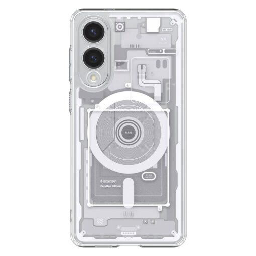 Samsung S25 EDGE umbris Spigen Ultra Hybrid Zero One MagSafe silikoonist servade ja plastikust tagusega valge 1