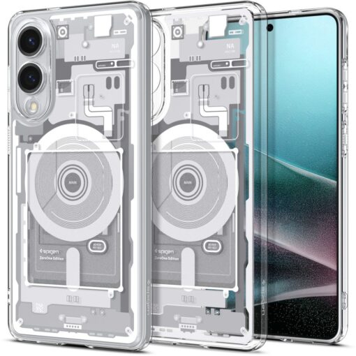 Samsung S25 EDGE umbris Spigen Ultra Hybrid Zero One MagSafe silikoonist servade ja plastikust tagusega valge