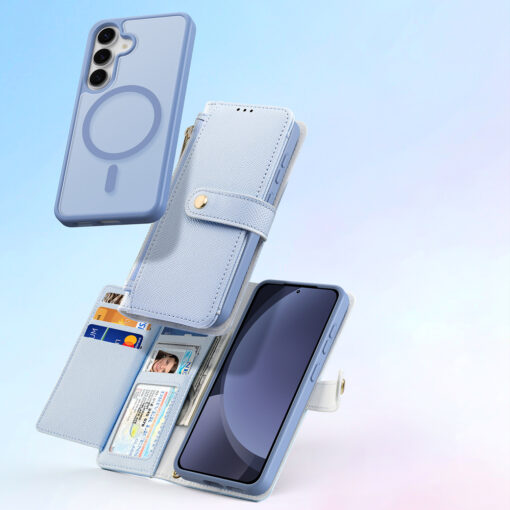 Samsung S25 PLUS kaaned 2in1 nahast Dux Ducis Lawa sinine 9