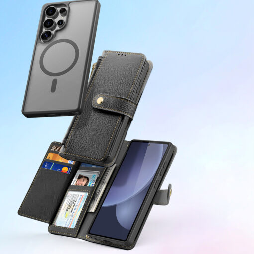 Samsung S25 ULTRA kaaned 2in1 nahast Dux Ducis Lawa must 10