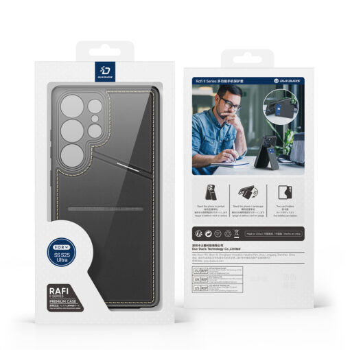 Samsung S25 ULTRA kaaned 2in1 nahast Dux Ducis Lawa must 16