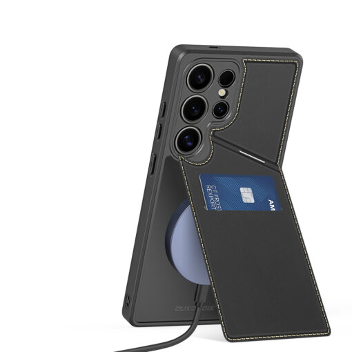 Samsung S25 ULTRA kaaned 2in1 nahast Dux Ducis Lawa must 7 1