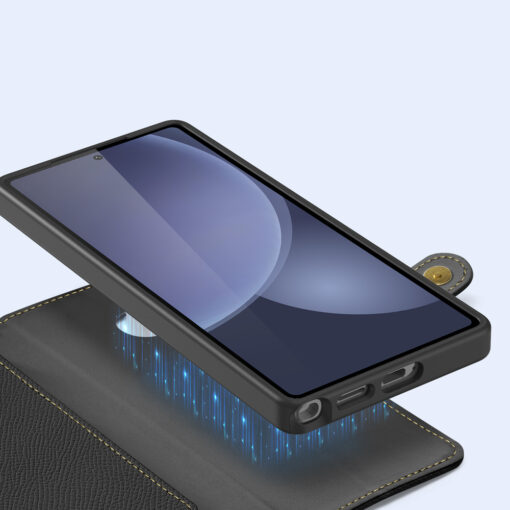 Samsung S25 ULTRA kaaned 2in1 nahast Dux Ducis Lawa must 8