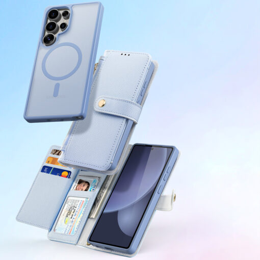 Samsung S25 ULTRA kaaned 2in1 nahast Dux Ducis Lawa sinine 10