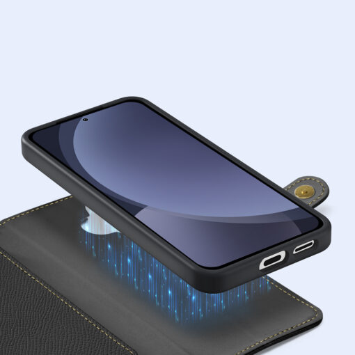 Samsung S25 kaaned 2in1 nahast Dux Ducis Lawa must 7