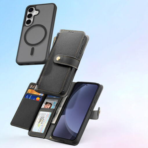 Samsung S25 kaaned 2in1 nahast Dux Ducis Lawa must 9