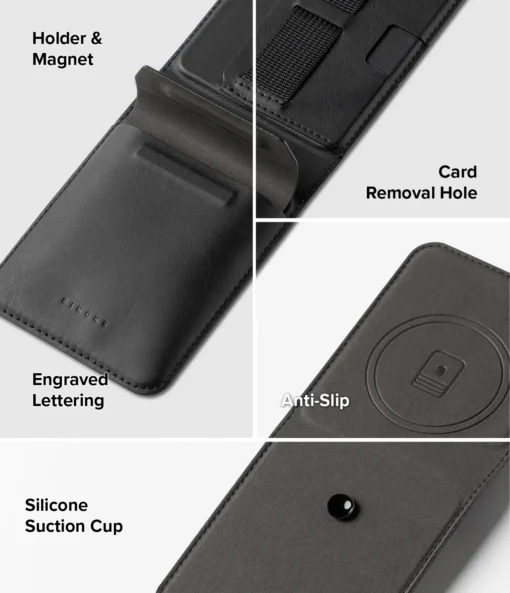 Samsung Z Flip 7 nahast kaaned Ringke Folio Grip Wallet MagSafe must 6