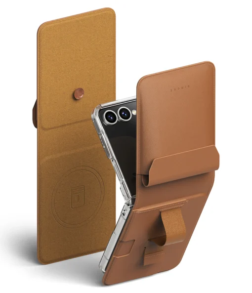 Samsung Z Flip 7 nahast kaaned Ringke Folio Grip Wallet MagSafe pruun 11