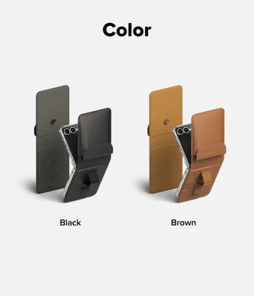 Samsung Z Flip 7 nahast kaaned Ringke Folio Grip Wallet MagSafe pruun 5