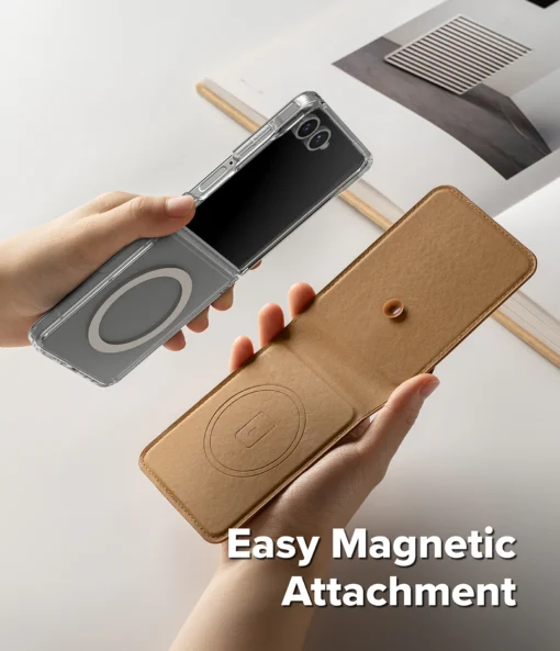 Samsung Z Flip 7 nahast kaaned Ringke Folio Grip Wallet MagSafe pruun 8