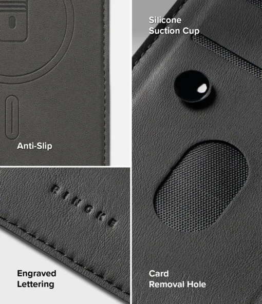 Samsung Z Fold 7 nahast kaaned Ringke Folio Grip Wallet MagSafe must 11