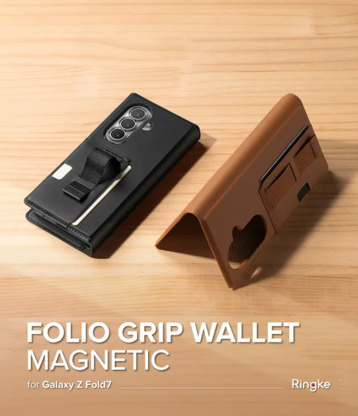 Samsung Z Fold 7 nahast kaaned Ringke Folio Grip Wallet MagSafe must 4