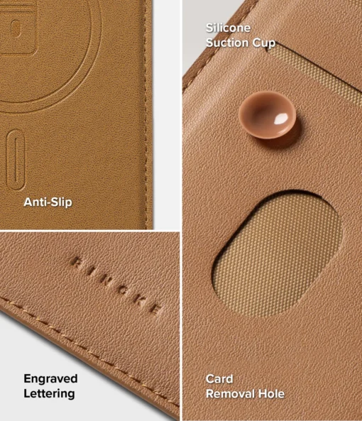 Samsung Z Fold 7 nahast kaaned Ringke Folio Grip Wallet MagSafe pruun 2