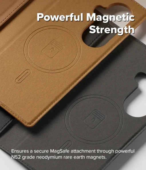 Samsung Z Fold 7 nahast kaaned Ringke Folio Grip Wallet MagSafe pruun 3