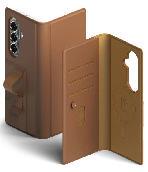 Samsung Z Fold 7 nahast kaaned Ringke Folio Grip Wallet MagSafe pruun 7