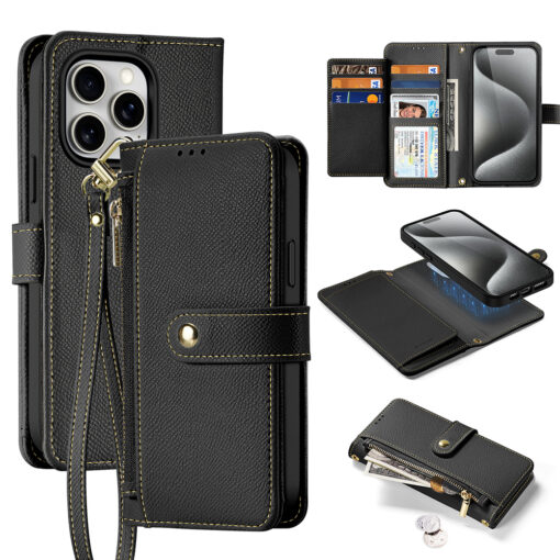 iPhone 15 PRO MAX kaaned 2in1 nahast Dux Ducis Lawa must