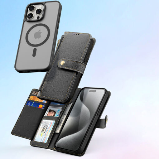 iPhone 15 PRO MAX kaaned 2in1 nahast Dux Ducis Lawa must 8