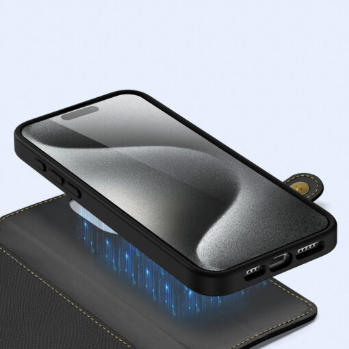 iPhone 15 PRO kaaned 2in1 nahast Dux Ducis Lawa must 5