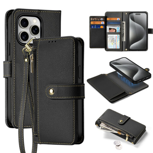 iPhone 15 PRO kaaned 2in1 nahast Dux Ducis Lawa must