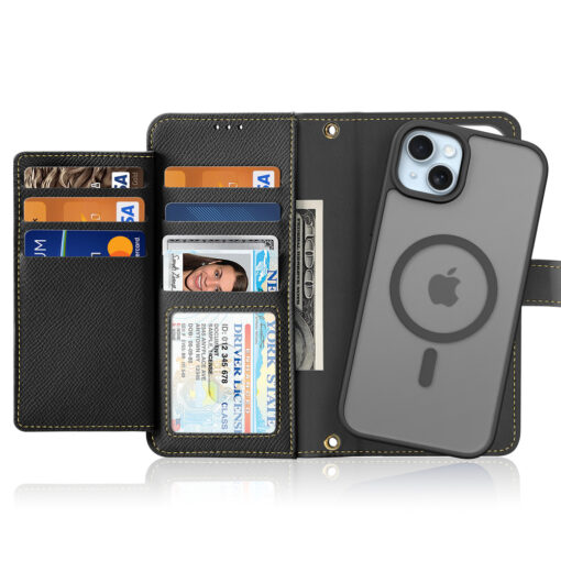 iPhone 15 kaaned 2in1 nahast Dux Ducis Lawa must 1