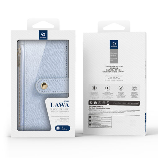 iPhone 15 kaaned 2in1 nahast Dux Ducis Lawa sinine 12