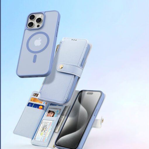 iPhone 15 kaaned 2in1 nahast Dux Ducis Lawa sinine 3