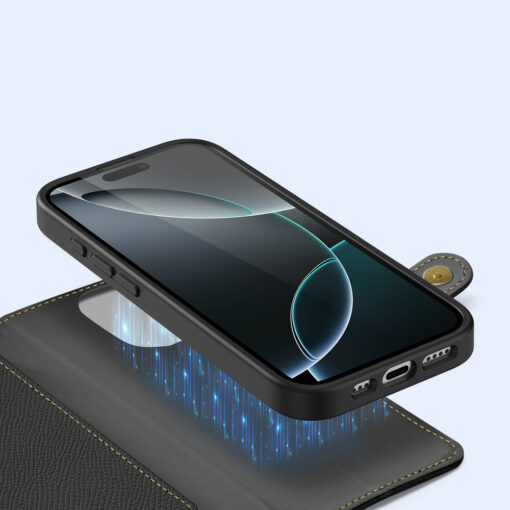 iPhone 16 PRO MAX kaaned 2in1 nahast Dux Ducis Lawa must 4