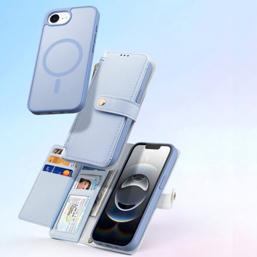 iPhone 16E kaaned 2in1 nahast Dux Ducis Lawa sinine 3