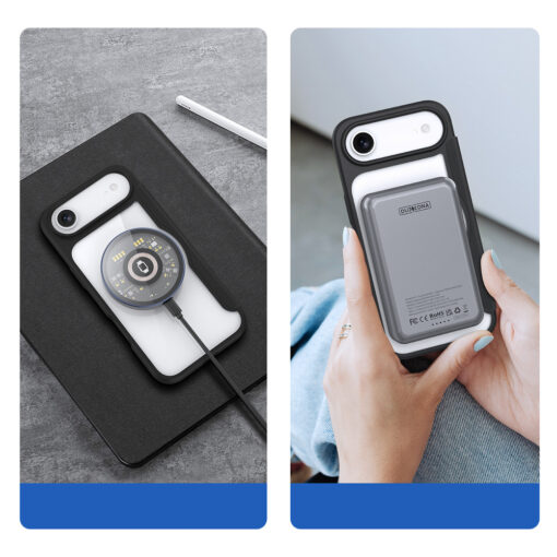 iPhone 17 AIR kaaned MagSafe Dux Ducis Skin X Pro plastikust taguse ja silikoonist servaga must 5