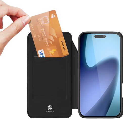 iPhone 17 PRO MAX kaaned kunstnahast Dux Ducis Skin Pro must 3