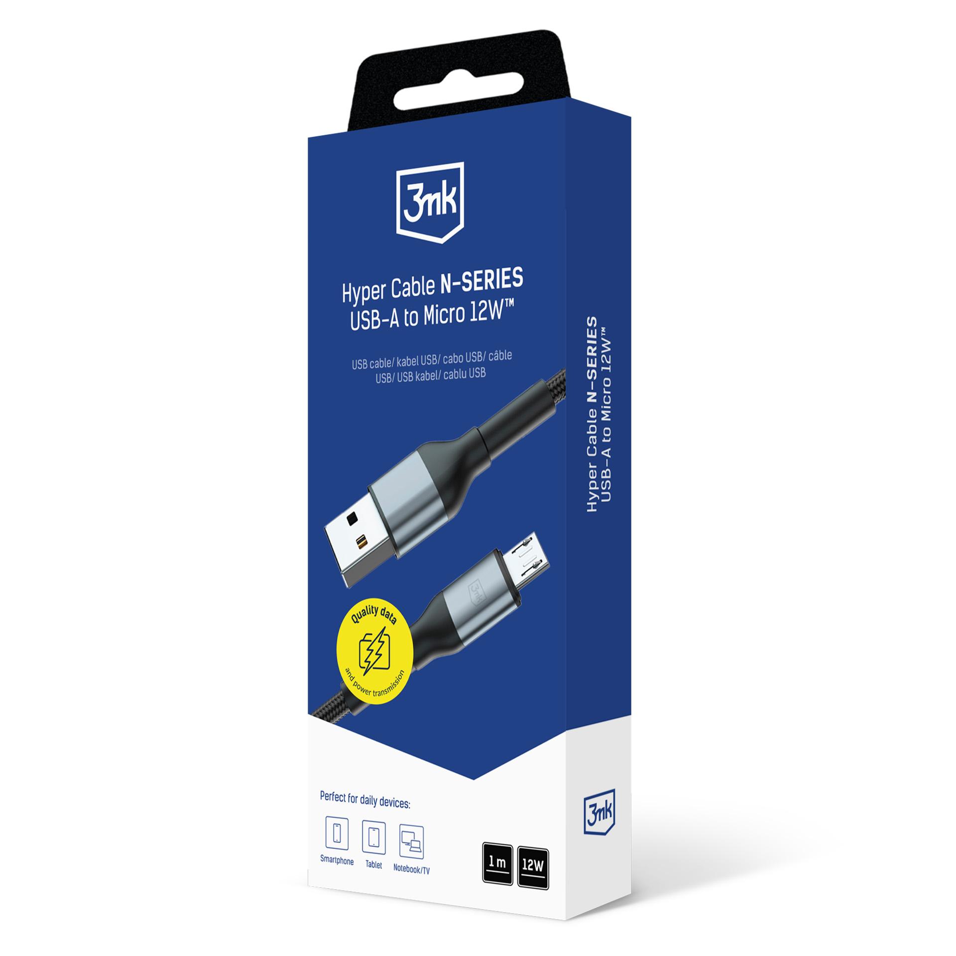 3mk-USB-A-to-Micro-laadimiskaabel-N-SERIES-1m-5V2.4A-12W-Must-9 3mk USB A to Micro laadimiskaabel N SERIES 1m 5V2.4A 12W Must 9