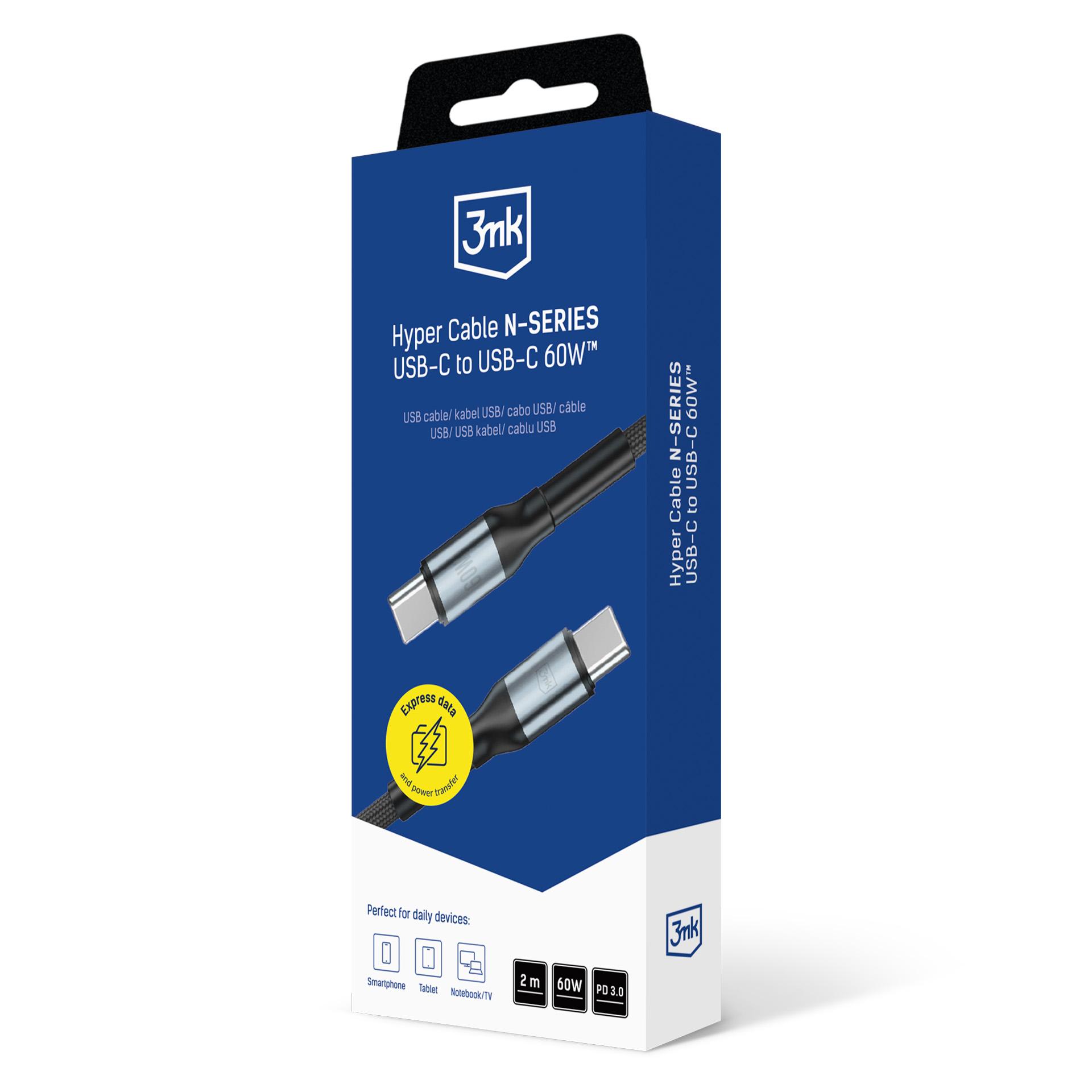 3mk-USB-C-to-C-laadimiskaabel-N-SERIES-2m-20V3A-60W-Must-9 3mk USB C to C laadimiskaabel N SERIES 2m 20V3A 60W Must 9