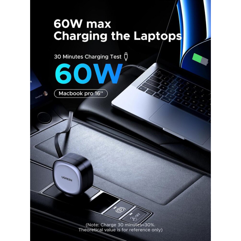 Autolaadija UGREEN 75W, 3.25A, USB-AUSB-C USB-C tõmmatava juhtmega (5) Autolaadija UGREEN 75W 3.25A USB AUSB C USB C tommatava juhtmega 5