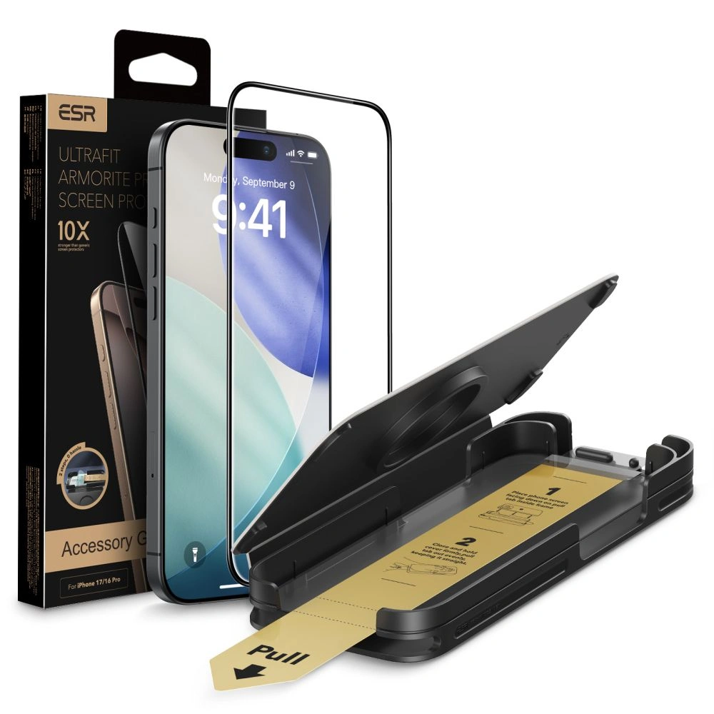 iPhone-17-PRO-MAX-Corning-kaitseklaas-ESR-Ultrafit-Armorite-PRO-labipaistev iPhone 17 PRO MAX Corning kaitseklaas ESR Ultrafit Armorite PRO labipaistev