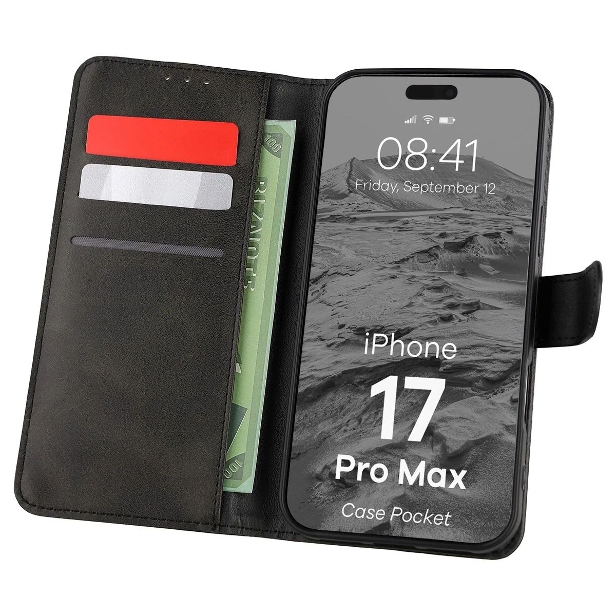 iPhone-17-PRO-MAX-kaaned-kunstnahast-Bizon-Pocket-must iPhone 17 PRO MAX kaaned kunstnahast Bizon Pocket must