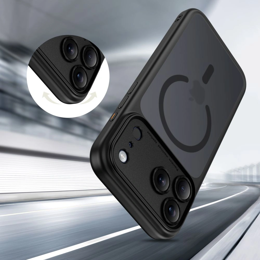 iPhone-17-PRO-MAX-umbris-silikoonist-raami-ja-plastikust-tagusega-MagSafe-MagPeak-matt-must-4 iPhone 17 PRO MAX umbris silikoonist raami ja plastikust tagusega MagSafe MagPeak matt must 4