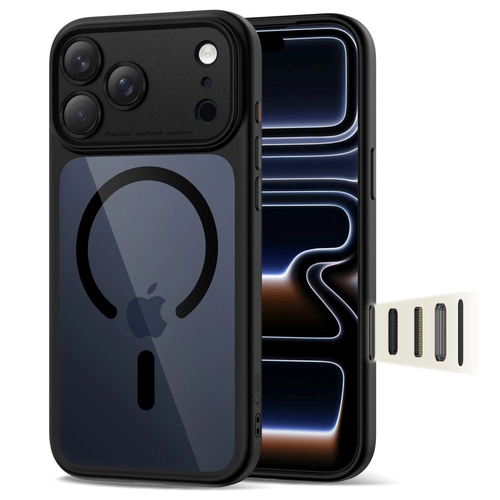 iPhone-17-PRO-MAX-umbris-silikoonist-raami-ja-plastikust-tagusega-MagSafe-MagPeak-must-labipaistev iPhone 17 PRO MAX umbris silikoonist raami ja plastikust tagusega MagSafe MagPeak must labipaistev