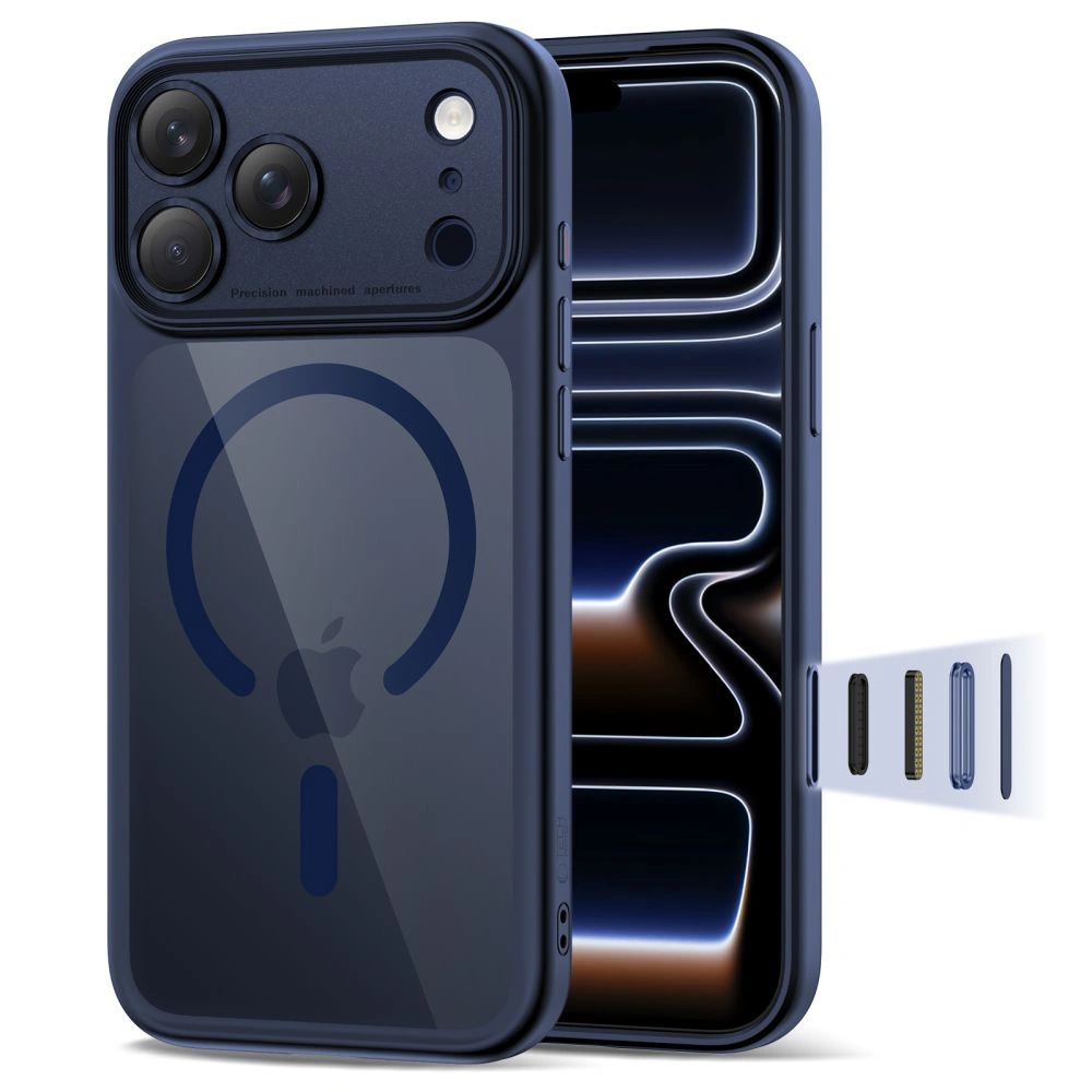 iPhone-17-PRO-MAX-umbris-silikoonist-raami-ja-plastikust-tagusega-MagSafe-MagPeak-tumesinine-labipaistev iPhone 17 PRO MAX umbris silikoonist raami ja plastikust tagusega MagSafe MagPeak tumesinine labipaistev